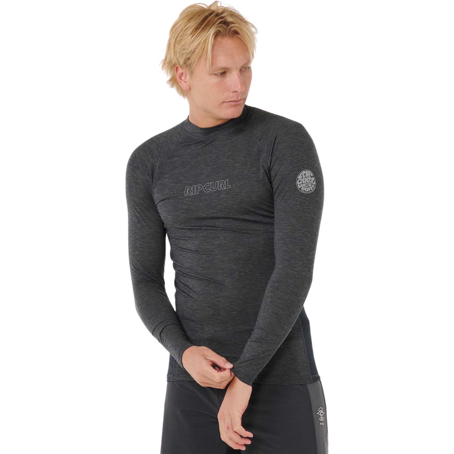 2026 Rip Curl Mens Dawn Patrol UPF Performance Long Sleeve Rash Vest 16BMRV - Black Marle